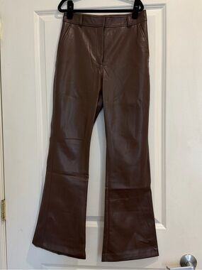 SIZE 4 | Aritzia Babaton Brown Faux Leather Flared Pants
